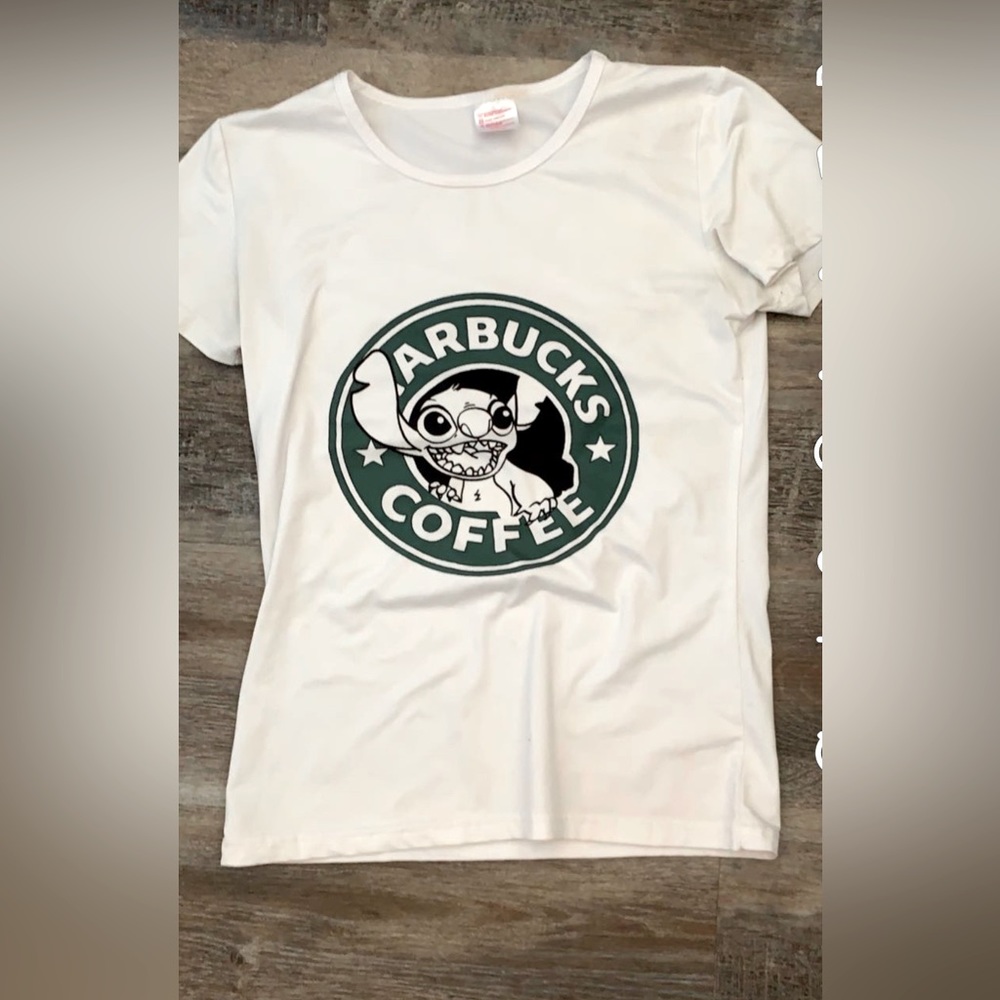 White Stitch Starbucks tee size small